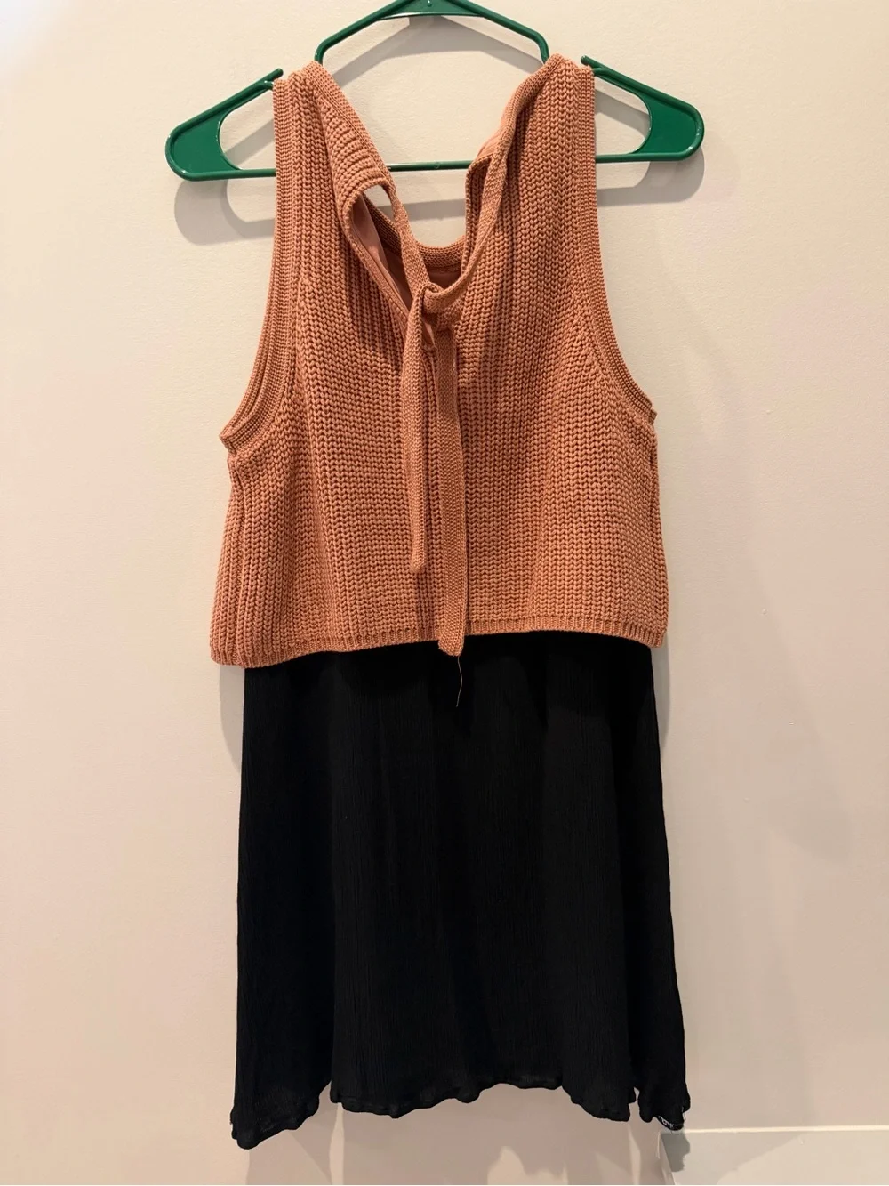 entro Rust sweater Knit Sleeveless Overlay black gauzy dress large - Picture 5 of 5